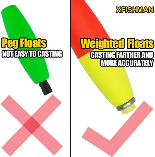 Vista 3 de XFISHMAN Kit de corchos de pesca con peso para pescar, flotador de espuma hecho a mano, 1 pulgada, 2 en 8-12 unidades Surtido 12 Pack