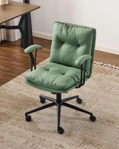 Vista 9 de Karl home Faux Leather Padded Office Desk Chair, Brown