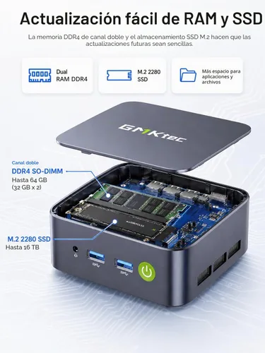 Vista 8 de GMKtec Mini PC G10 AMD Ryzen 5 3500U (4C/8T Max 3.7GHz) 16GB DDR4 256GB SSD