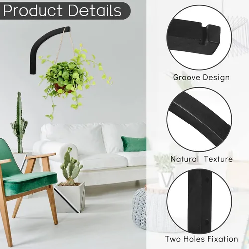 Vista 3 de Juexica 4 Piezas Colgador de Plantas de Madera, Ganchos Colgantes para Plantas de 8 Pulgadas para Interiores y Exteriores, Soportes de Ganchos