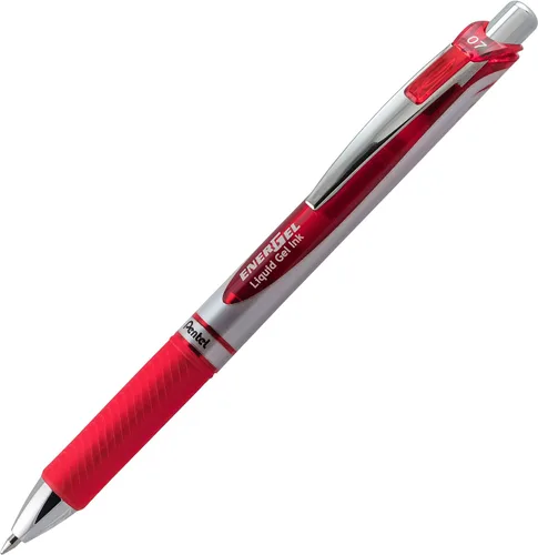 Vista 3 de Pentel EnerGel RTX Bolígrafos de tinta de gel, punta de metal de 0.7mm, tinta color negro / rojo / azul, paquete de 3 (BL77BP3M), surtido
