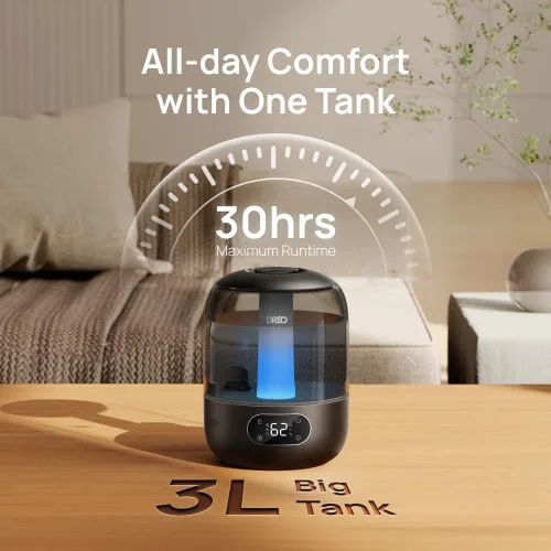 Vista 6 de DREO Humidificadores para dormitorio, 3L de llenado superior 30H y 26dB Tiempo de funcionamiento silencioso para habitaciones grandes, humidificador