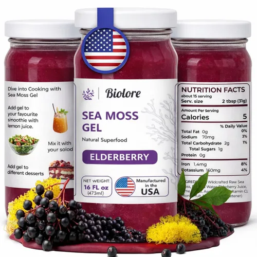 Vista 9 de Biolore Gel de Musgo Marino – Saúco, Hecho en EE.UU., Sin Azúcar Añadido, Rico en Vitaminas y Minerales, Superalimento Vegano, Mermelada y Untable