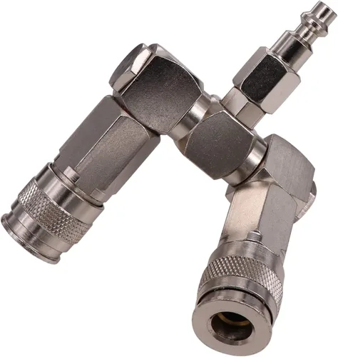 Vista 4 de Accesorios de divisor de manguera de aire de 2 vías,Conector de manguera de aire de resistencia a alta presión, Diseño giratorio de 360