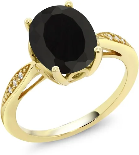 Vista 9 de Gem Stone King Anillo de compromiso de oro amarillo de 14 quilates de 2-3 quilates con piedra preciosa ovalada de 0.394 x 0.315 in y diamantes