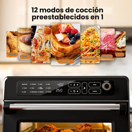 Vista 2 de Kismile Combo de horno tostador y freidora de aire 25QT, 12 en 1, acero Negro