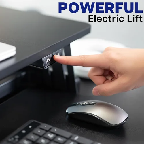 Vista 6 de VIVO DESK-VE32B - Convertidor de escritorio con motor eléctrico de 32 pulgadas, elevador de altura ajustable, monitor dual y estación de trabajo