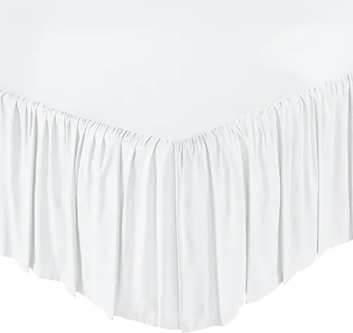 Vista 2 de Amazon Basics Rodapié ligero con volantes para cama, estilo clásico, suave y elegante, 100% microfibra con caída de 16 pulgadas (40.64 cm)