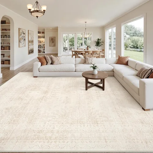 Vista 8 de Alfombras de área 8x10 Sala de estar: Dormitorio Alfombra Lavable Beige