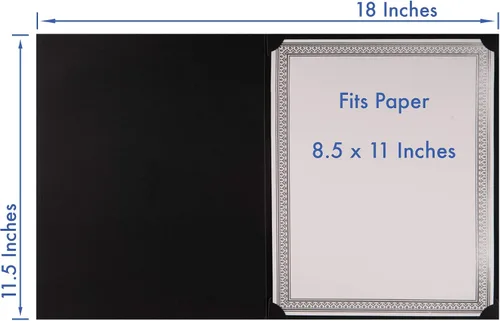 Vista 4 de Paquete de 25 portacreditados, 25 tapas de certificados para papel de tamaño carta, carpetas de certificados, color negro, 9 x 11.5 pulgadas