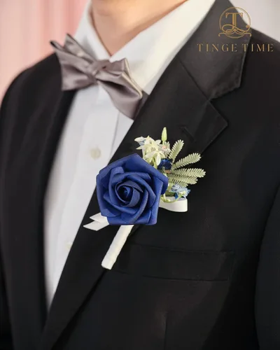 Vista 4 de TINGE TIME Boutonniere - Juego de 6 boutonniere de boda para hombre, Boutonniere para novio, novio y padrino, juego para baile de graduación, boda