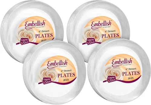 Vista 8 de Embellish - cuencos y platos de plástico duro transparente, Paquete de 60