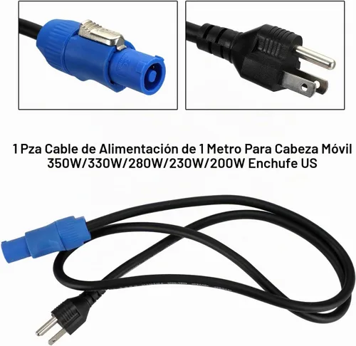 Vista 6 de Cable de alimentación de 3.3 ft para 350 W/330 W/280 W/230 W/200 W cabeza móvil enchufe de EE. UU