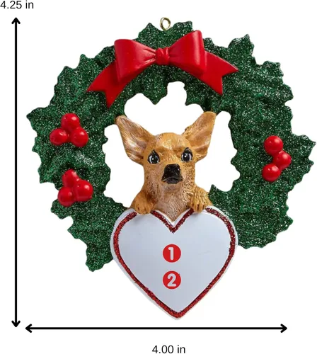 Vista 3 de Adornos personalizados para árbol de Navidad 2025 para mascotas, Chihuahua con corona, recuerdo para los amantes de los perros de los cachorros