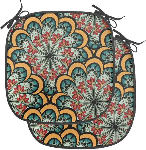Vista 17 de Ambesonne Flamingo - Cojín de asiento para silla, diseño de fantasía exótica con elementos de vida silvestre hawaiana en colores pastel, acolchado