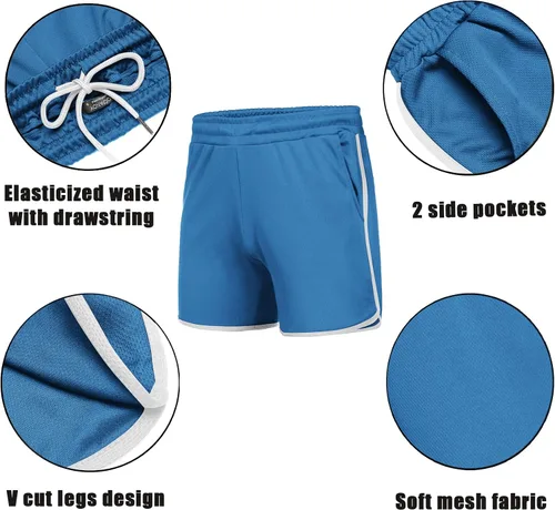 Vista 5 de COOFANDY Pantalones cortos de entrenamiento para hombre de 5 pulgadas, paquete de 2 pantalones cortos deportivos de secado rápido con bolsillos