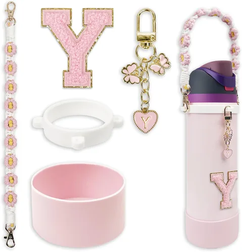 Vista 91 de SITKOL Juego de Monogramas Bonitos de Silicona Compatible con Botella de Agua Owala 24 oz, 32 oz, 40 oz - Accesorios Perfectos con la Letra Owala