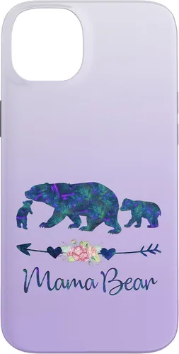 Vista 15 de Teal Blue Purple Floral Mama Bear and Two Cubs Silver Purple Case for iPhone 17