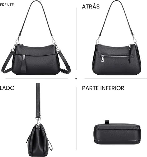 Vista 3 de Over Earth Small Genuine Leather Crossbody Bags for Women Shoulder Purses 01-Negro