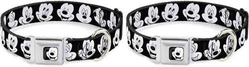 Vista 9 de Buckle-Down Collar de perro con hebilla de cinturón de seguridad, dálmatas para correr, patas, negro, gris, blanco, negro, 1.5 pulgadas de ancho, se