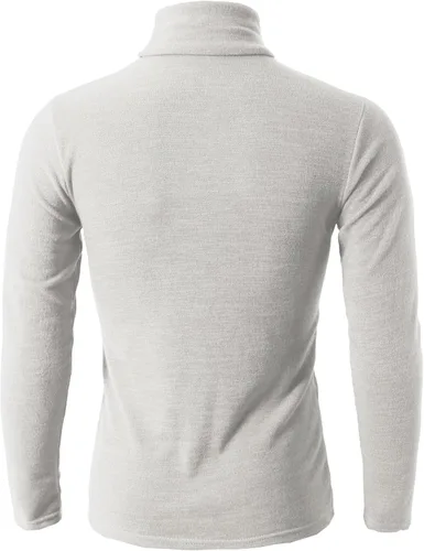 Vista 6 de H2H Suéter de cuello alto ligero y ajustado para hombre de manga larga, Kmttl028-01white (Cuello de tortuga)