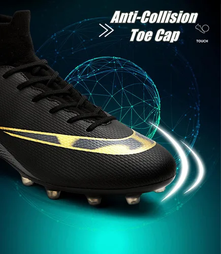 Vista 9 de Men's Soccer Shoes Football Cleats Outdoor High-Tops Lace-Up Non-Slip Spikes AGFG Boots