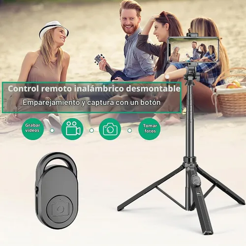 Vista 4 de Soporte de teléfono de 70.6 pulgadas y trípode para selfies, soporte de celular extensible con control remoto y soporte para teléfono