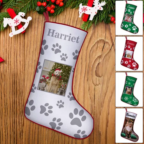 Vista 38 de Medias de Navidad de raza de perro personalizadas con texto de nombre, regalos de decoración de calcetines de Navidad personalizados para perros