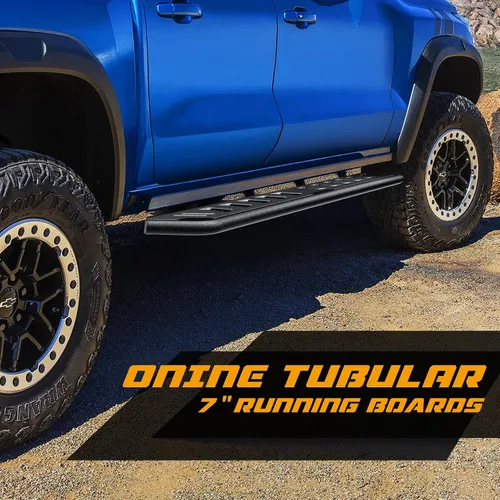 Vista 7 de ONINE - Estribos tubulares de 17.8 cm texturizados en negro, a medida para Dodge Ram 1500 de nueva carrocería 2019-2026, cabina doble, paso lateral