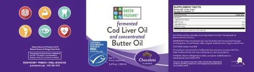 Vista 7 de Gel de aceite de mantequilla/aceite de hígado de bacalao fermentado de Green Pasture - 6.4 oz. (Chocolate)