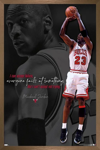 Vista 11 de Trends International Michael Jordan - Póster de pared con texto en inglés «Can't Accept Not Trying», 14.725 x 22.375 pulgadas, versión enmarcada