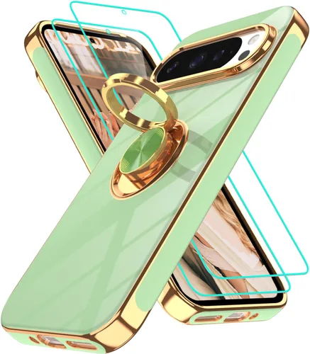 Vista 101 de Funda para Motorola Moto G 5G 2024: Funda Moto G Play 5G 2024 con 2 piezas de protectores de pantalla, soporte de anillo de rotación de 360°