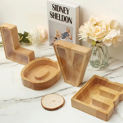 Vista 4 de iDIY Alcancía personalizada, caja de dinero para niños, preciosas letras iniciales del alfabeto, alcancías para niños y niñas, caja de dinero