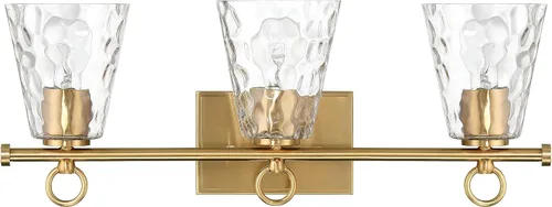Vista 8 de Imogen - Lámpara de tocador de 3 luces de cristal de agua martillada y metal dorado cepillado