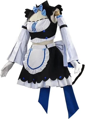 Vista 3 de Hieeimu NekoparA - Uniforme de sirvienta para cosplay, disfraz de vainilla de Chocola para fiesta de Halloween