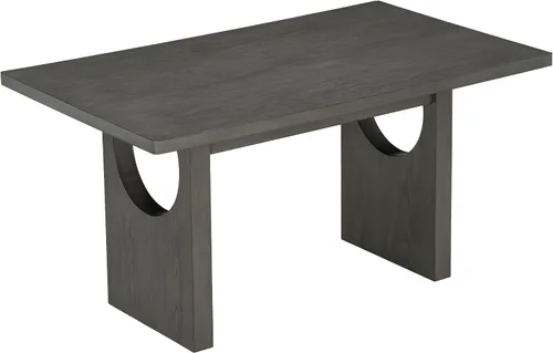 Vista 7 de Merax Juego de comedor retro de 7 piezas para 6, mesa rectangular de madera de goma con base de caballete diseñada y 6 sillas tapizadas para comedor