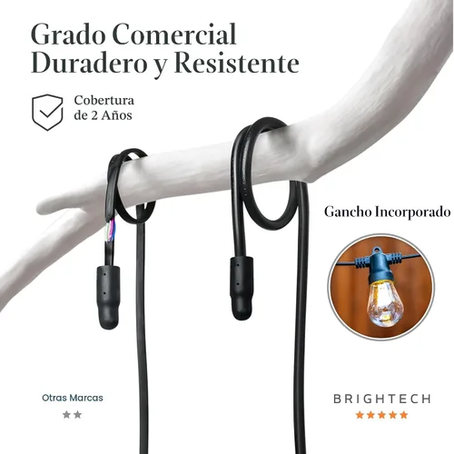 Vista 7 de Brightech Ambience - Cadena de luces híbridas para exteriores, doble enchufe y tira de luces LED impermeables con energía solar para exteriores, 27