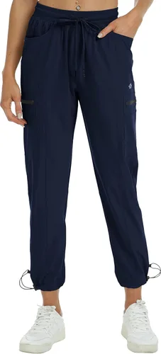 Vista 2 de MoFiz Pantalones de senderismo para mujer, ligeros, de secado rápido, con bolsillos con cremallera