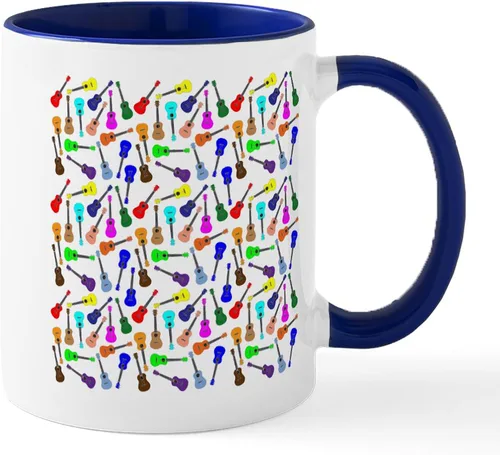Vista 48 de CafePress Peace Love - Taza de café de cerámica para ukelele (11 oz (11.0 fl oz)