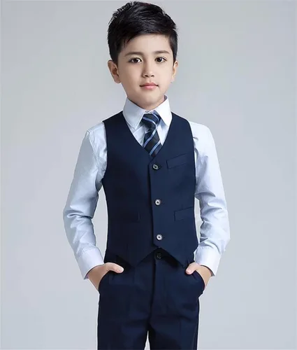 Vista 5 de YuanLu Trajes formales coloridos de 5 piezas para niños, conjunto de traje de vestir ajustado