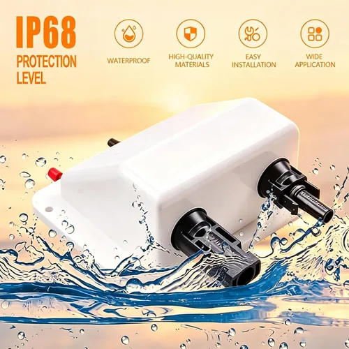 Vista 5 de Caja de prensaestopas solar de doble cable con cable de extensión solar suave 10AWG de 0.33 pies, glándula de entrada solar de ABS impermeable