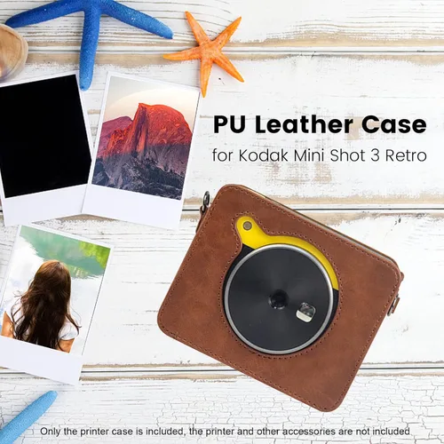 Vista 2 de Funda protectora para cámara instantánea e impresora fotográfica Kodak Mini Shot 3, piel sintética, con correa ajustable extraíble