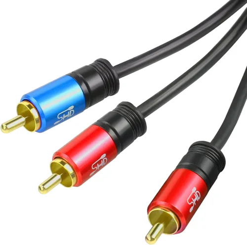 Vista 8 de SHD Cable de subwoofer RCA a 2RCA, cable de audio 2RCA a 1RCA bidireccional RCA adaptador Y calidad de sonido premium blindado doble con conectores