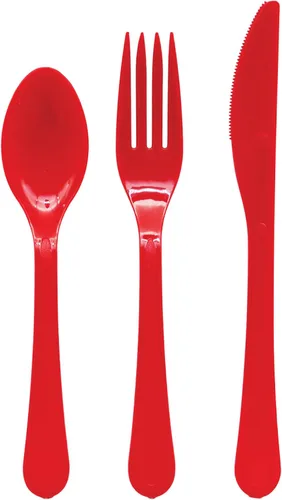 Vista 7 de Party Essentials - Paquete combinado de cubiertos de plástico extra resistentes, tamaño completo, cuchillos/tenedores/cucharas, negro, juego para 8