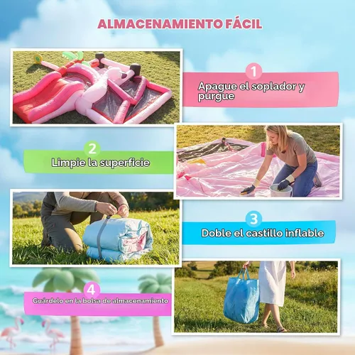 Vista 6 de Qaba Casa inflable de la despedida para los niños 4-en-1 saltando animoso