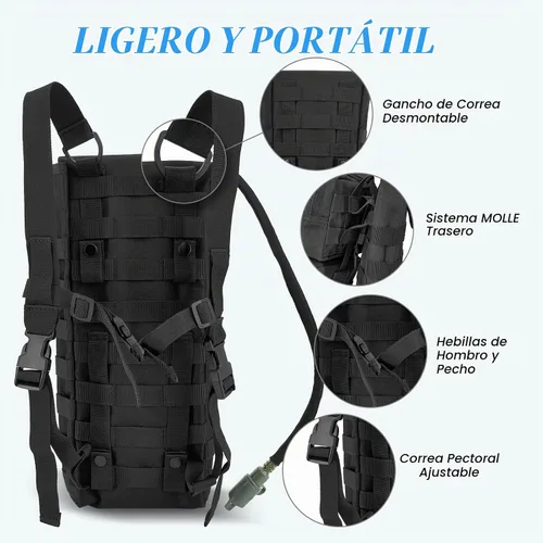 Vista 5 de Mochila táctica del portador de la mochila del paquete de la hidratación de MOLLE con la vejiga del agua 3L para los deportes
