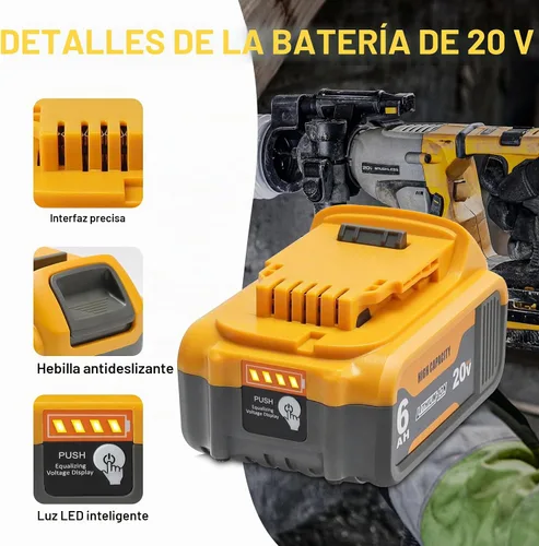 Vista 5 de waitley Batería de repuesto de 20V 6.0Ah compatible con herramientas Dewalt