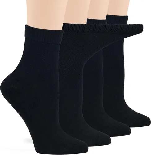 Vista 76 de 7BIGSTARS KINGDOM Women's Cotton Quarter Non-Binding Diabetic Fashion Socks-L-M-4 Pack-Multicolor