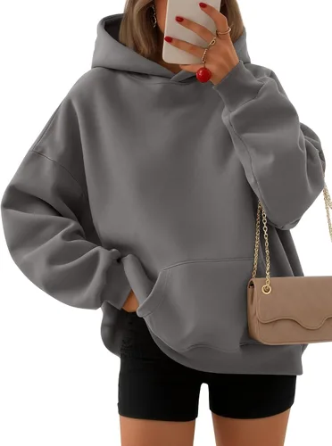 Vista 22 de EFAN Sudaderas con capucha para mujer, suéteres de forro polar cómodos Lunares albaricoques