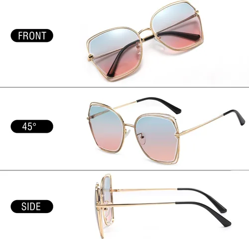 Vista 6 de DUCO Gafas de sol de moda de gran tamaño para mujer, lentes de protección UV coloridas, lentes de sol retro de moda DC1226